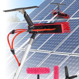 40ft Solar Panel Cleaning Brush & Squeegee, 2 Dusting Brush, Lightweight & Extendable Poles, Water Fed Poles Kit for Roof Window Greenhouse