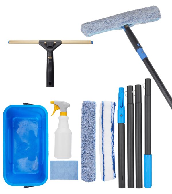 Window Cleaning Kit with Extension Pole & Bucket