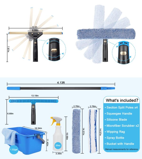 Window Cleaning Kit with Extension Pole & Bucket - Image 10