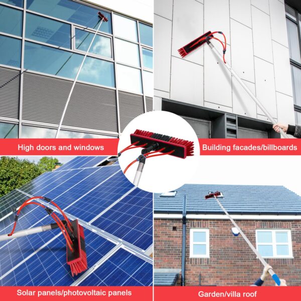 40FT Aluminum Window Cleaning Pole 20M Hose Rotating Brush - Image 9