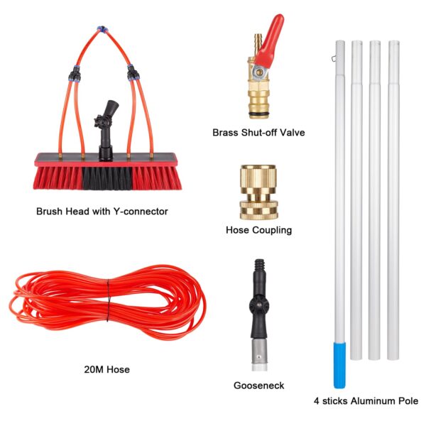 40FT Aluminum Window Cleaning Pole 20M Hose Rotating Brush - Image 4