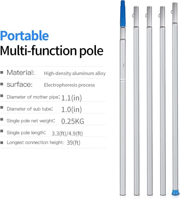 40FT Aluminum Window Cleaning Pole 20M Hose Rotating Brush - Image 3
